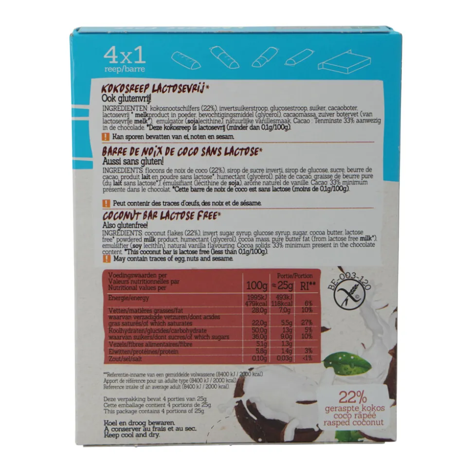 3x Damhert Kokosrepen Lactosevrij & Glutenvrij 100 gr