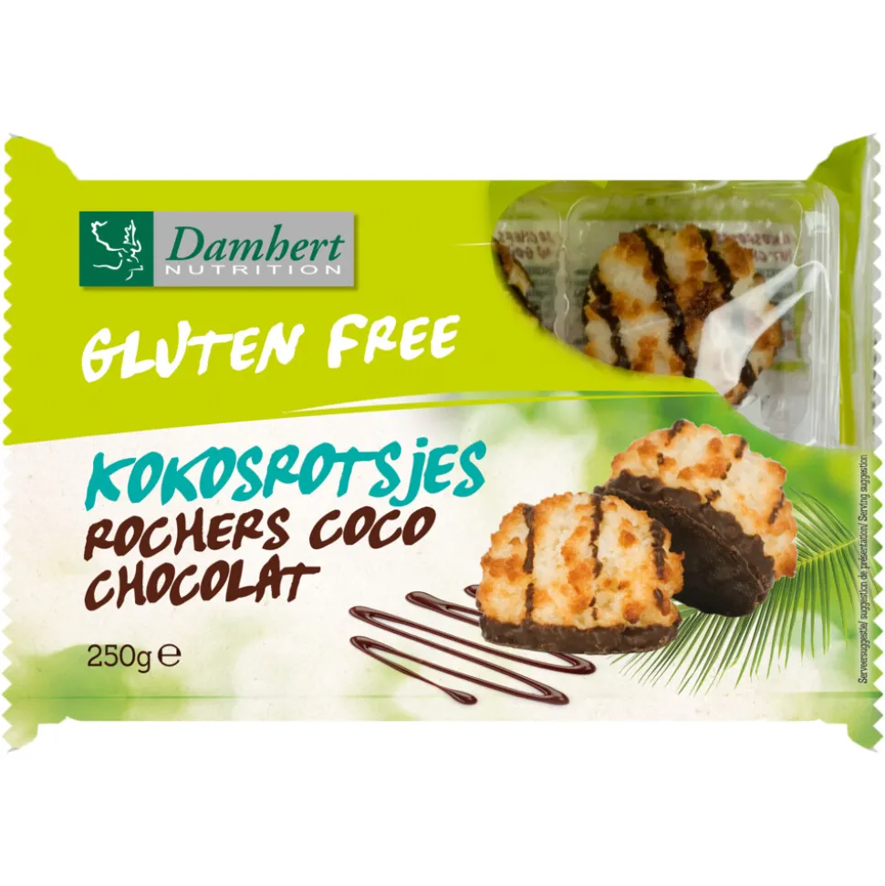 3x Damhert Kokosrotsjes Chocolade Glutenvrij 250 gr