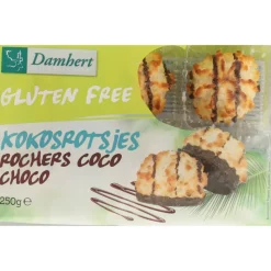 3x Damhert Kokosrotsjes Chocolade Glutenvrij 250 gr