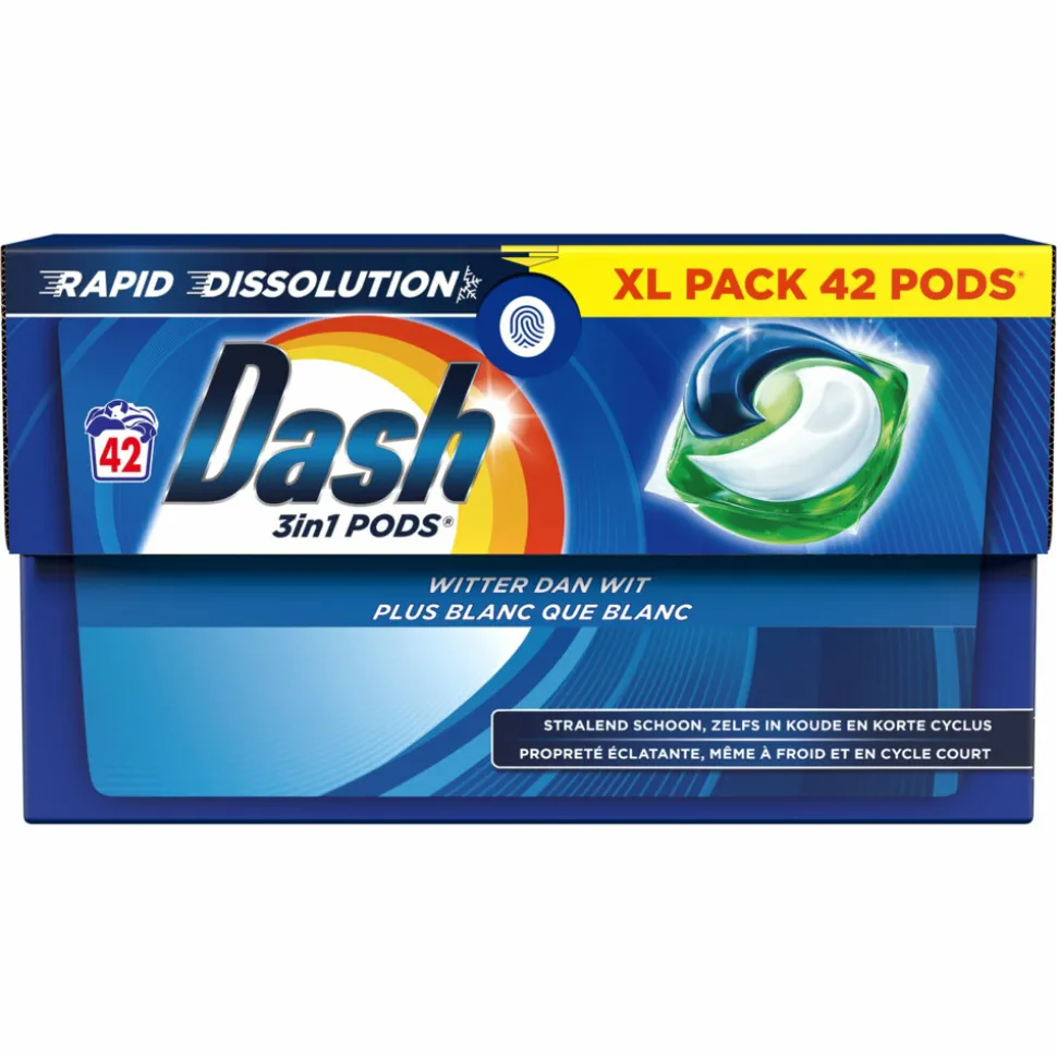 4x Dash Wasmiddelcapsules 3in1 Pods Witter dan Wit 42 stuks