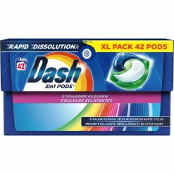 4x Dash Wasmiddelcapsules 3in1 Pods Stralende Kleuren 42 stuks