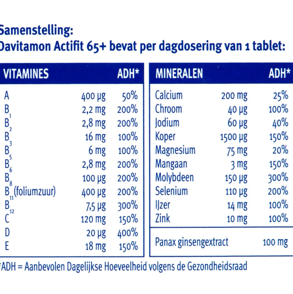 2x Davitamon Actifit 65+ 70 tabletten