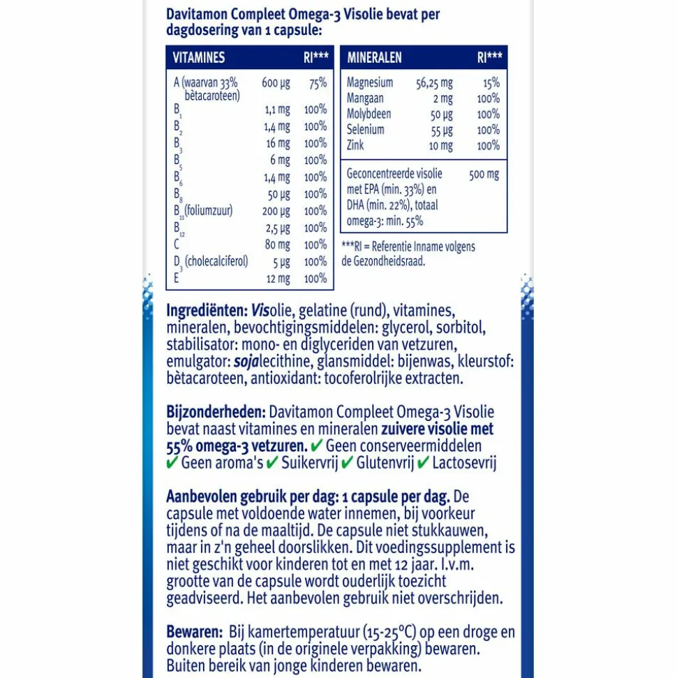 2x Davitamon Compleet Omega-3 Visolie 70 capsules