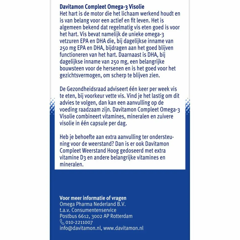 2x Davitamon Compleet Omega-3 Visolie 70 capsules