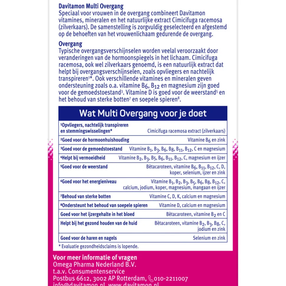 2x Davitamon Compleet Vrouw Overgang Multivitamine 60 tabletten