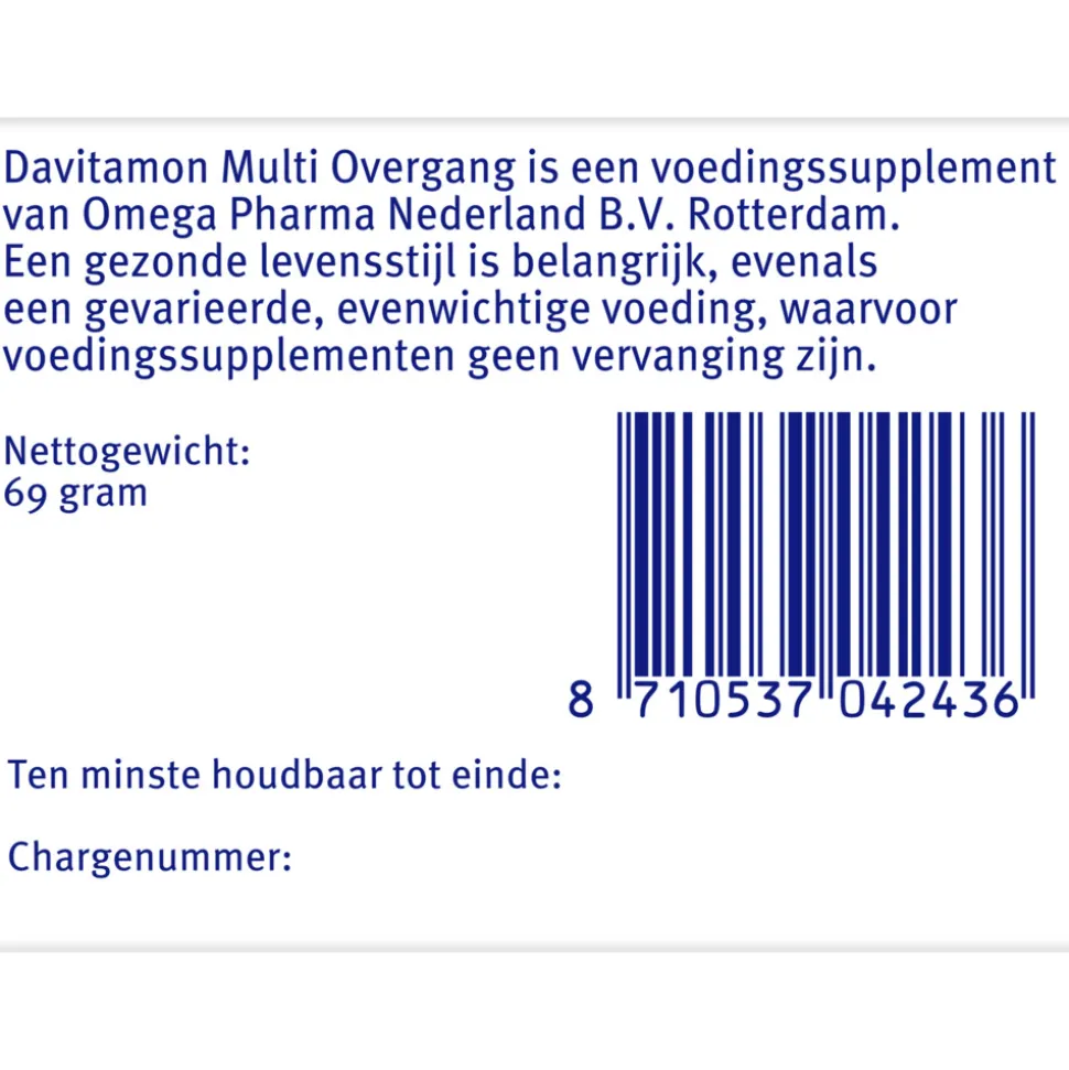 2x Davitamon Compleet Vrouw Overgang Multivitamine 60 tabletten