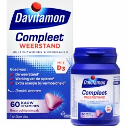 2x Davitamon Compleet Weerstand Bosvruchten 60 kauwtabletten