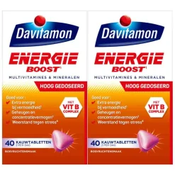 2x Davitamon Energie Boost Bosvruchten 40 kauwtabletten