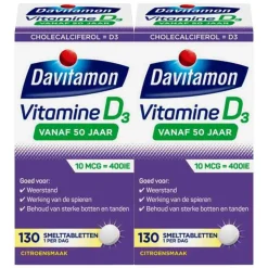 2x Davitamon Vitamine D3 Vanaf 50 Jaar 130 smelttabletten