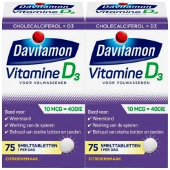 2x Davitamon Vitamine D Volwassenen 75 smelttabletten