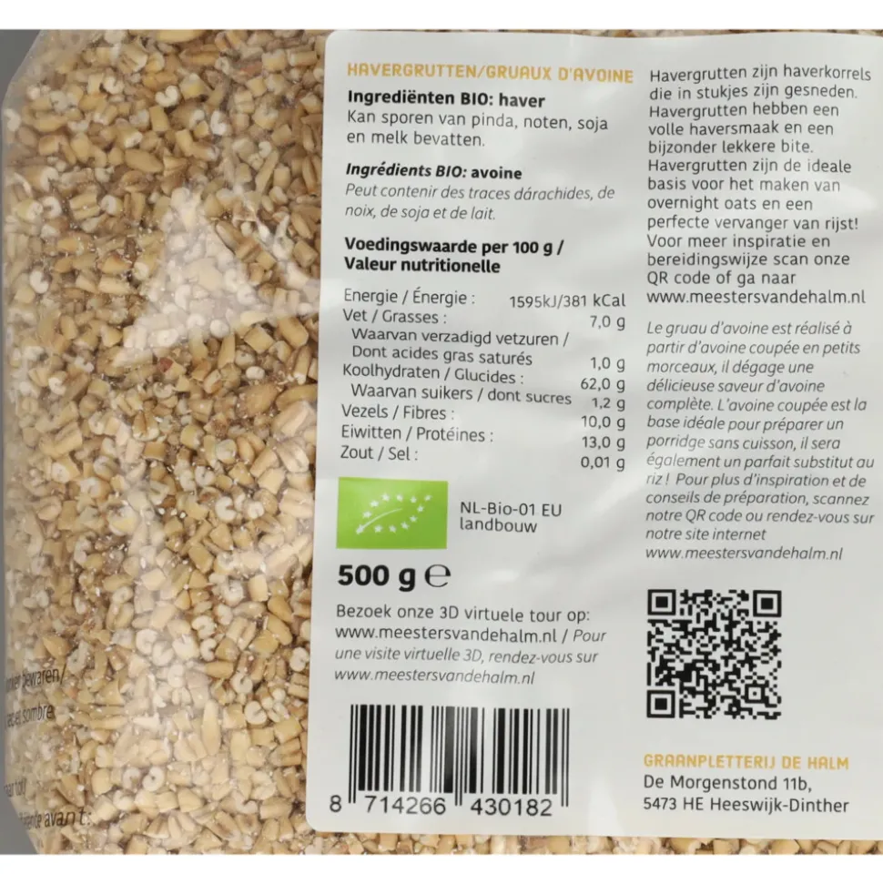 6x De halm Havergrutten Bio 500 gr