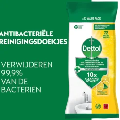 5x Dettol Antibacteriële Reinigingsdoekjes Sprankelende Citroen 72 stuks