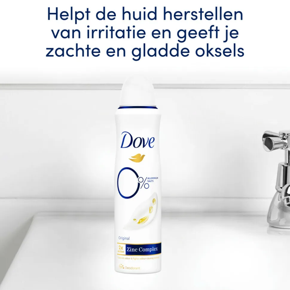 6x Dove Deodorant Spray 0% Original 150 ml