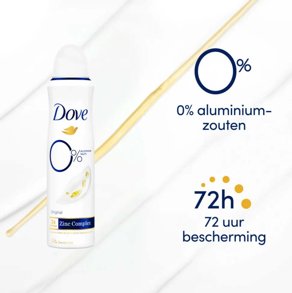 6x Dove Deodorant Spray 0% Original 150 ml
