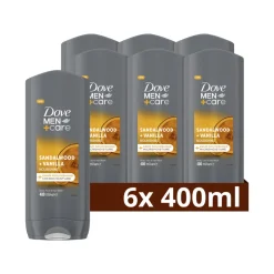 6x Dove Douchegel Men+ Care Sandalwood & Vanilla 400 ml