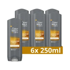6x Dove Douchegel Men+ Care Sandalwood & Vanilla 250 ml