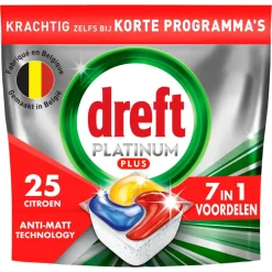 5x Dreft Vaatwastabletten Platinum Plus All In One Citroen 25 stuks