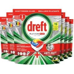 6x Dreft Vaatwastabletten Platinum Plus All In One Citroen 19 stuks