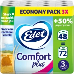3x Edet Comfort Plus Toiletpapier 3 Laags 16 stuks