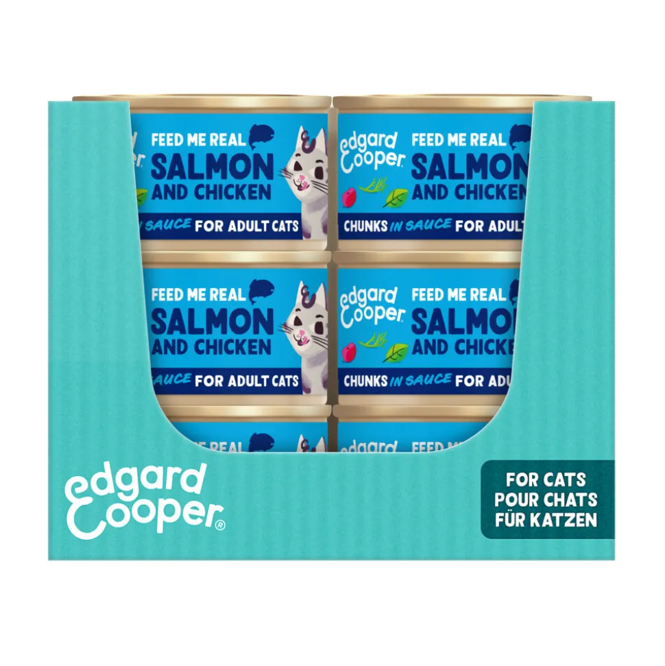 18x Edgard & Cooper Kattenvoer Chunks Zalm - Kip 85 gr