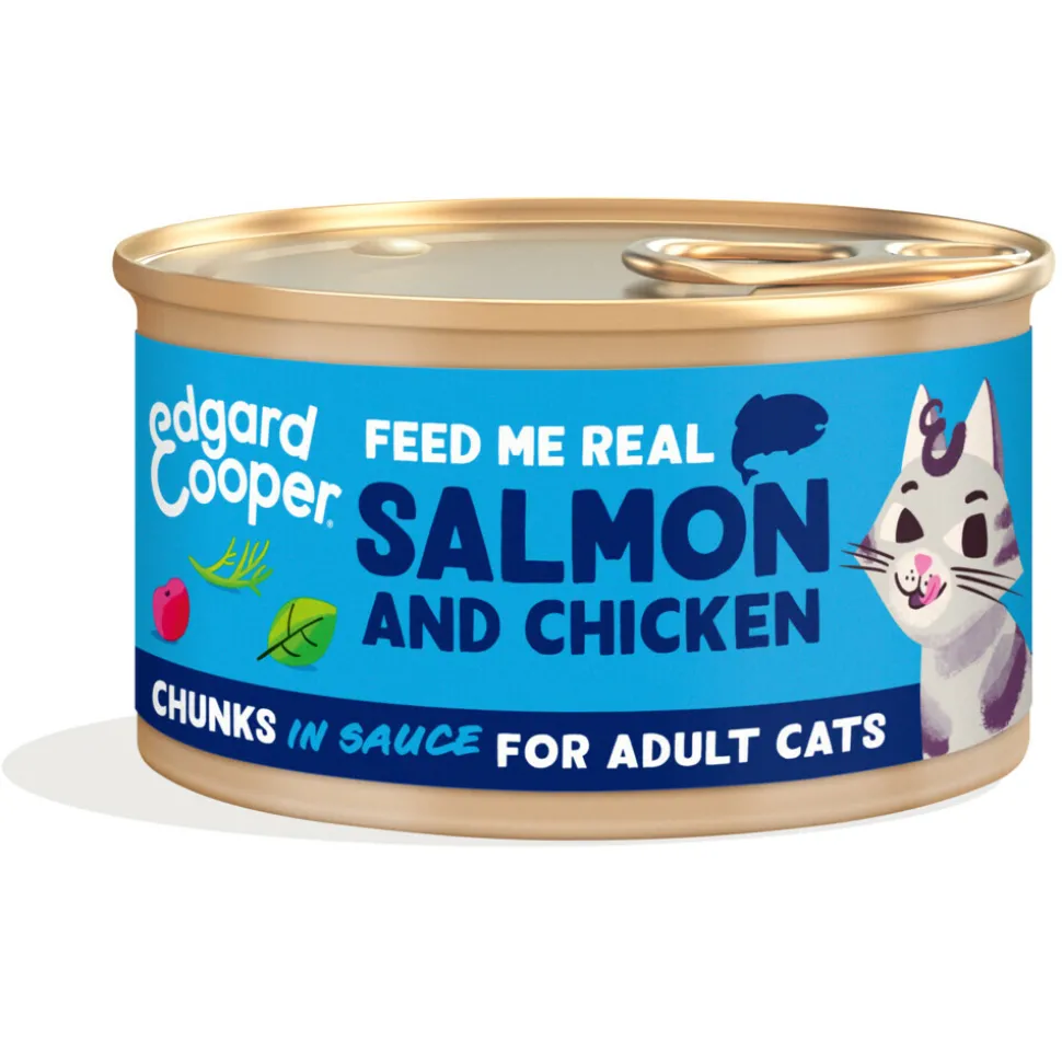 18x Edgard & Cooper Kattenvoer Chunks Zalm - Kip 85 gr