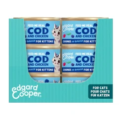 18x Edgard & Cooper Kattenvoer Kitten Chunks Kabeljauw - Kip 85 gr