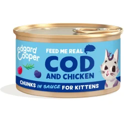 18x Edgard & Cooper Kattenvoer Kitten Chunks Kabeljauw - Kip 85 gr