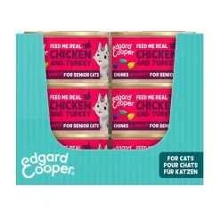 18x Edgard & Cooper Kattenvoer Senior Chunks Kip - Kalkoen 85 gr