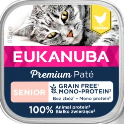 16x Eukanuba Premium Paté Graanvrij Senior Kattenvoer Nat Kip 85 gr