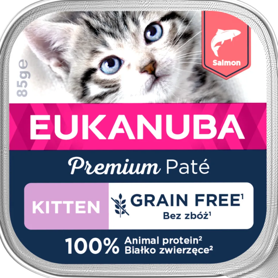16x Eukanuba Premium Paté Graanvrij Kitten Kattenvoer Nat Zalm 85 gr