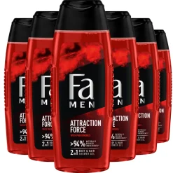 6x Fa Men Douchegel en Shampoo Attraction Force 250 ml