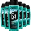 6x Fa Men Douchegel en Shampoo Extreme Cool 250 ml