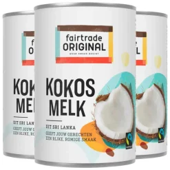 3x Fairtrade Original Kokosmelk 400 ml