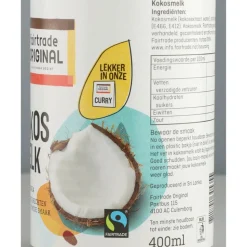 3x Fairtrade Original Kokosmelk 400 ml