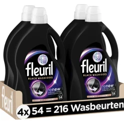 4x Fleuril Black Wasmiddel 54 wasbeurten 2,430 liter
