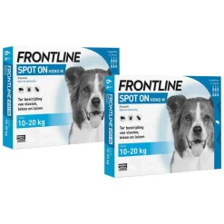 2x Frontline Spot On Anti Vlooien en Teken Druppels Hond 10 - 20 kg 6 pipetten