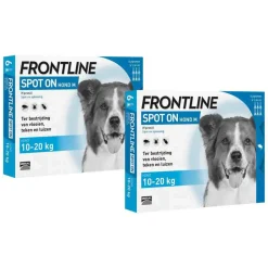 2x Frontline Spot On Anti Vlooien en Teken Druppels Hond M 10 - 20 kg 3 pipetten