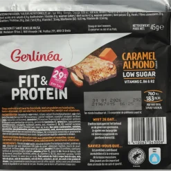4x Gerlinea Fit & Protein Reep Caramel Almond 45 gr