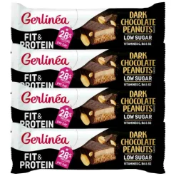 4x Gerlinea Fit & Protein Reep Dark Chocolate Peanuts 45 gr