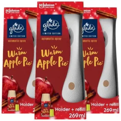 3x Glade Automatic Spray Houder Warm Apple Pie 269 ml