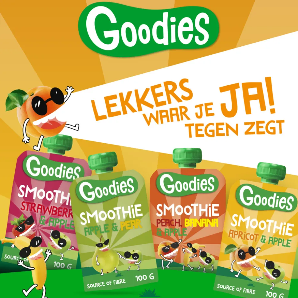 6x Goodies Knijpfruit Smoothie Appel & Peer 100 gr