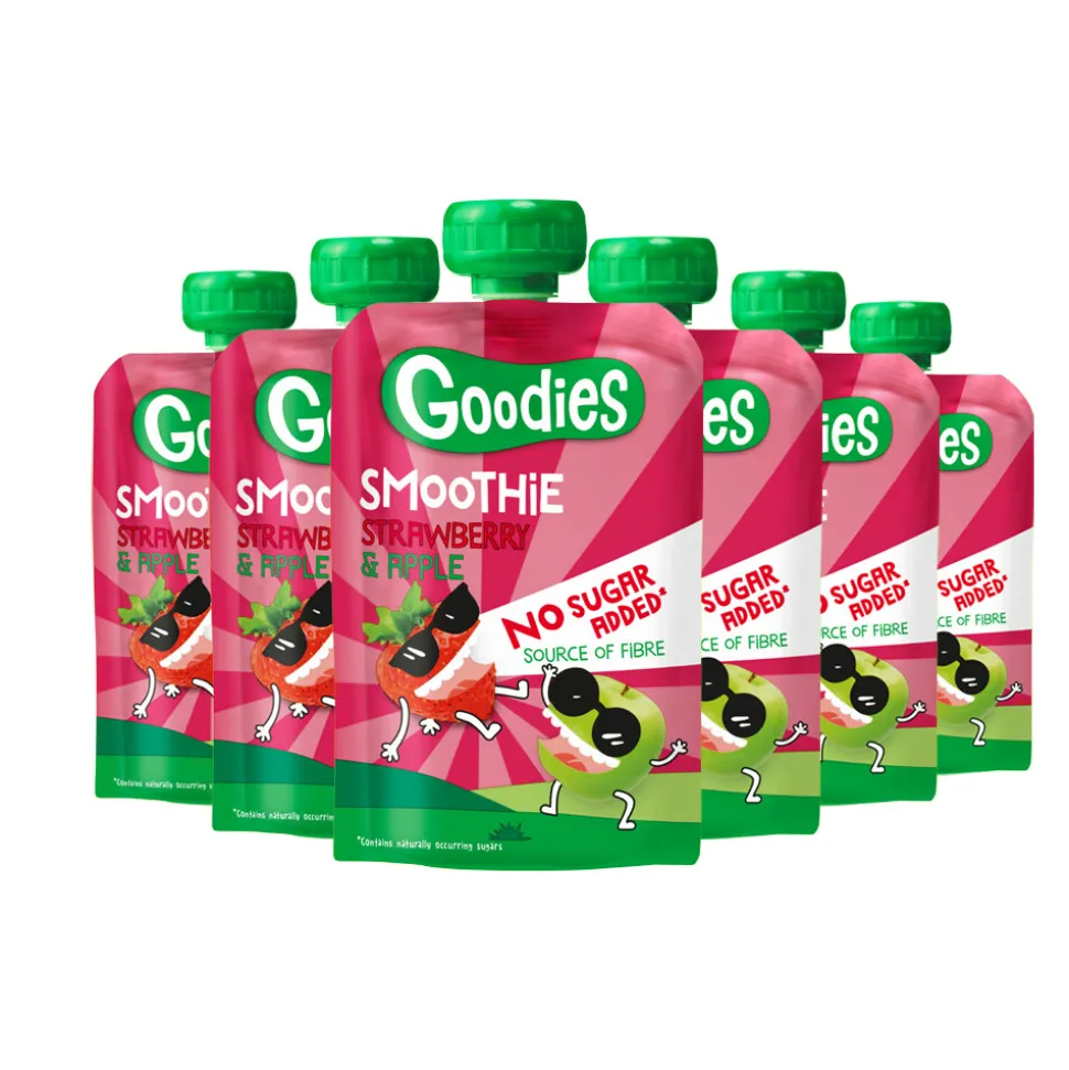 6x Goodies Knijpfruit Smoothie Aardbei & Appel 100 gr