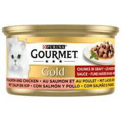 24x Gourmet Gold Fijne Hapjes Zalm - Kip 85 gr