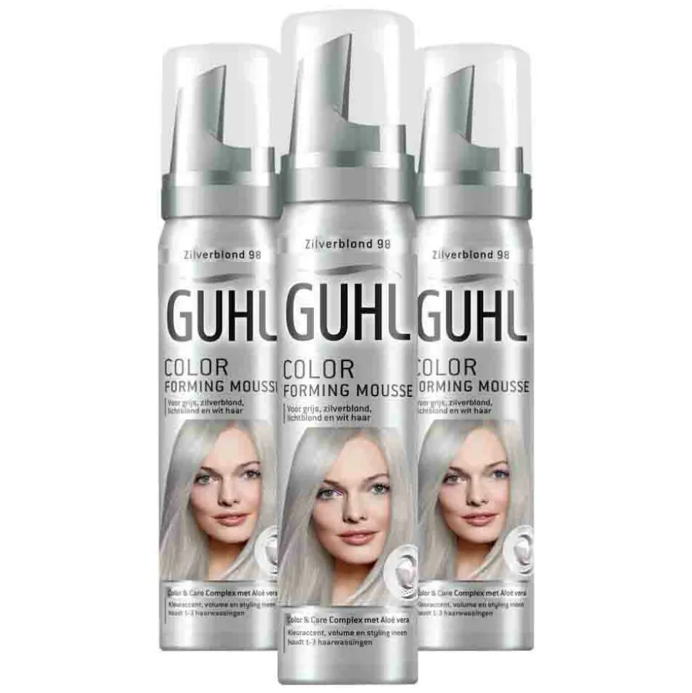 3x Guhl Color Forming Mousse Zilverblond 98 75 ml