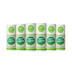 6x Happy Earth 100% Natuurlijke Deodorant Roller Unscented 75 ml