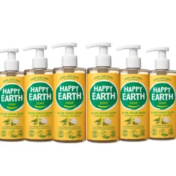 6x Happy Earth 100% Natuurlijke Handzeep Jasmine Ho Wood 300 ml