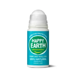 6x Happy Earth 100% Natuurlijke Deodorant Roller Cedar Lime 75 ml
