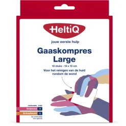 2x HeltiQ Gaaskompres Large 10 x 10 cm 10 stuks