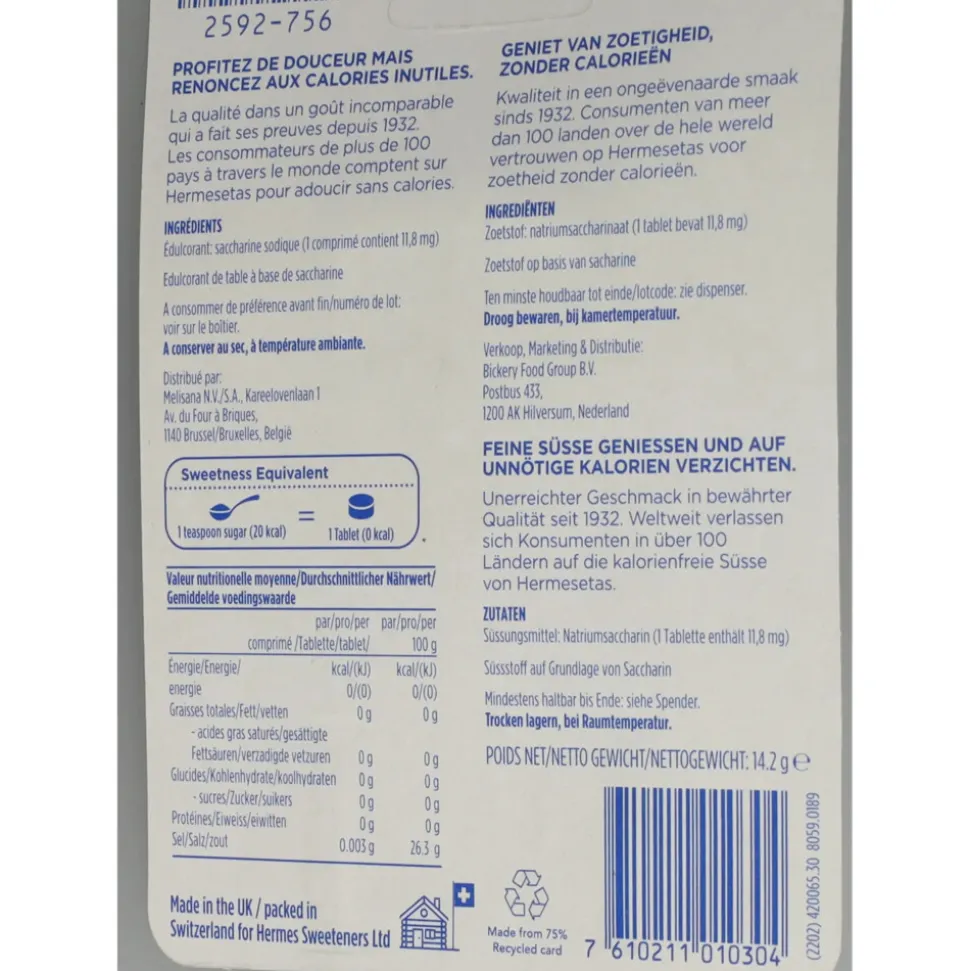 3x Hermesetas Zoetjes 1200 tabletten