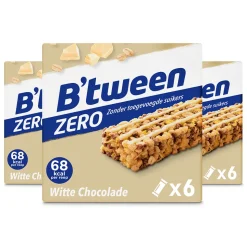 3x Hero B'tween Mueslireep Zero Witte Chocolade 6x20 gr